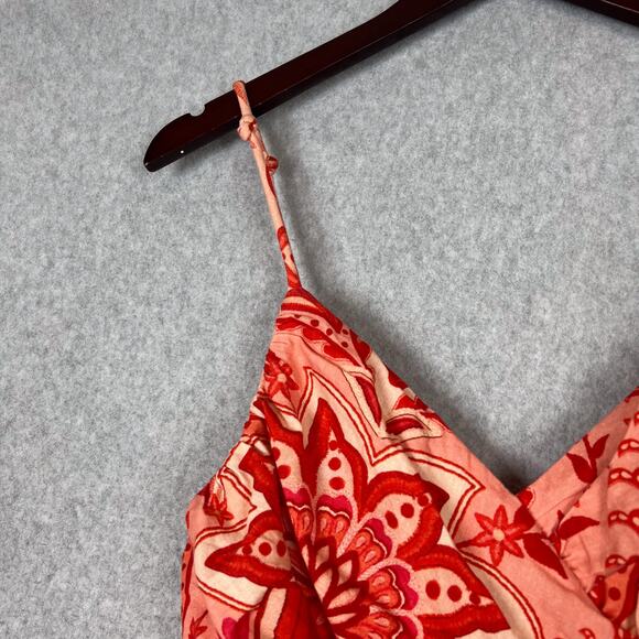 Farm Rio Jaipur Red Crossed Over Linen Blend Maxi Dress Size XS - Picture 5 of 16